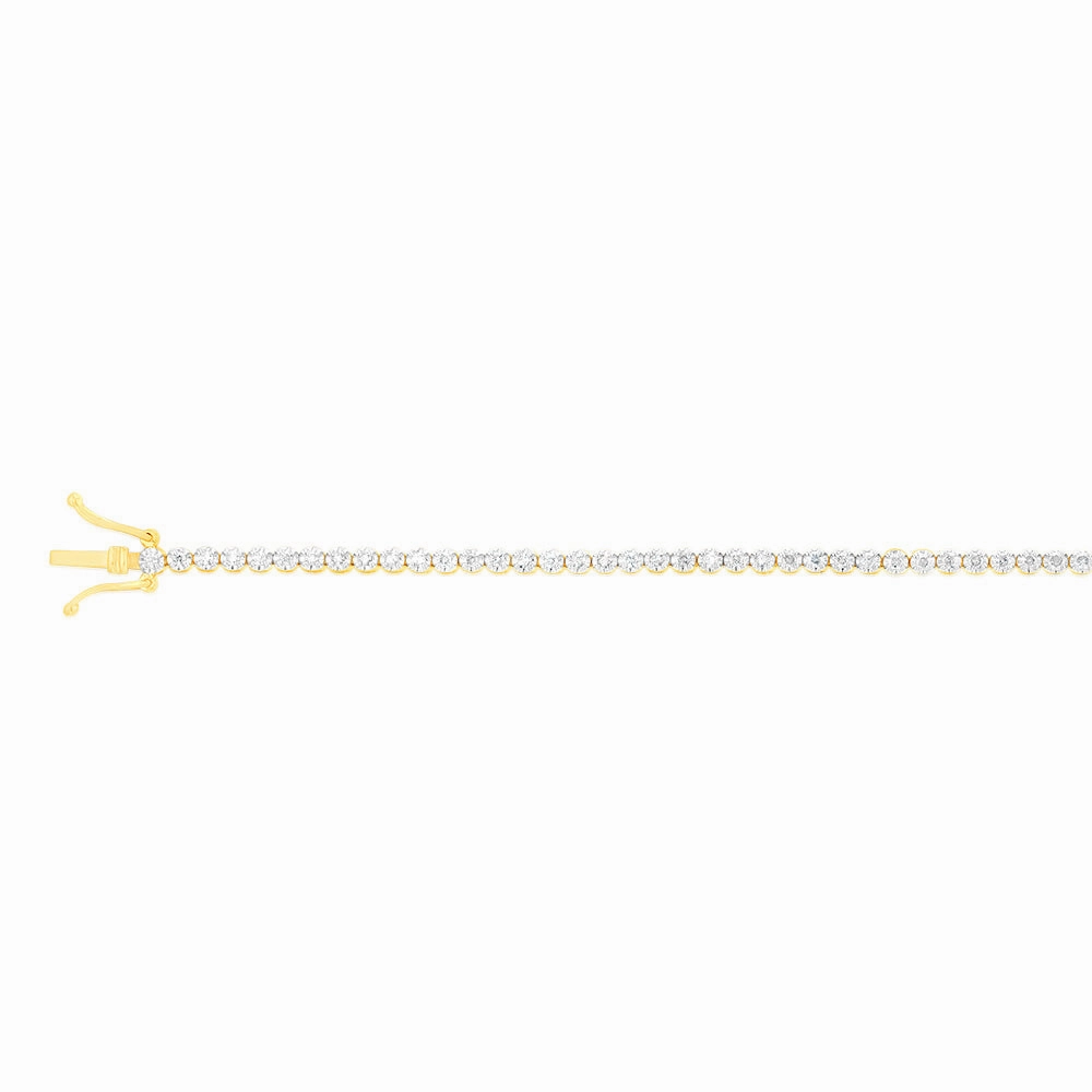 9ct Yellow Gold 1 Carat Natural Diamond 18cm Bracelet