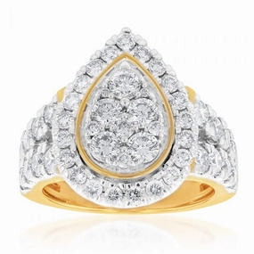 9ct Yellow Gold 3 Carat Diamond Ring with Brilliant Cut Diamonds