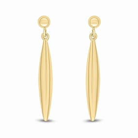 9CT Yellow Gold 3D Marquise Drop Earrings