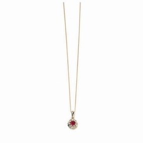 9ct Yellow Gold 4dia & Ruby   Chn