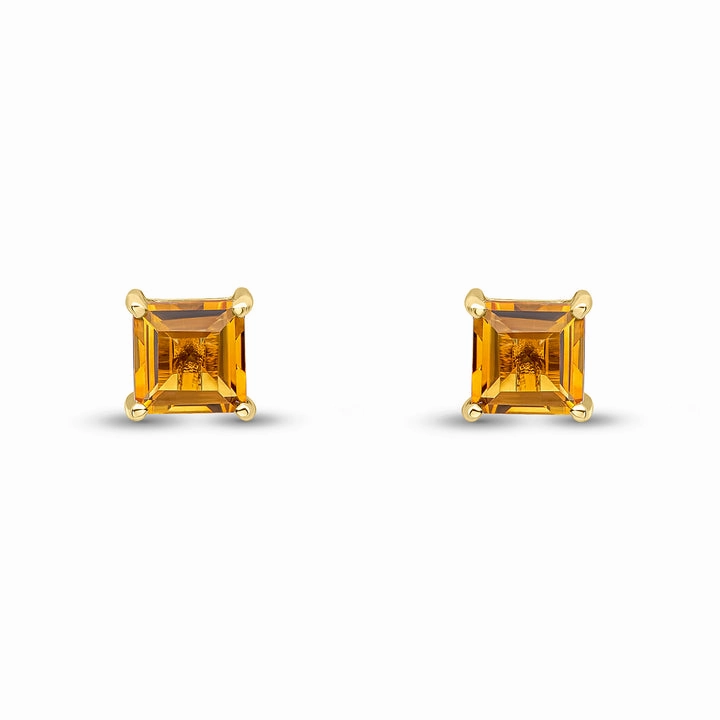 9ct yellow gold 5mm square Citrine stud earrings