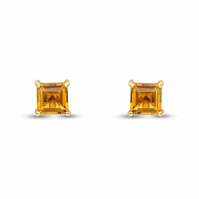 9ct yellow gold 5mm square Citrine stud earrings