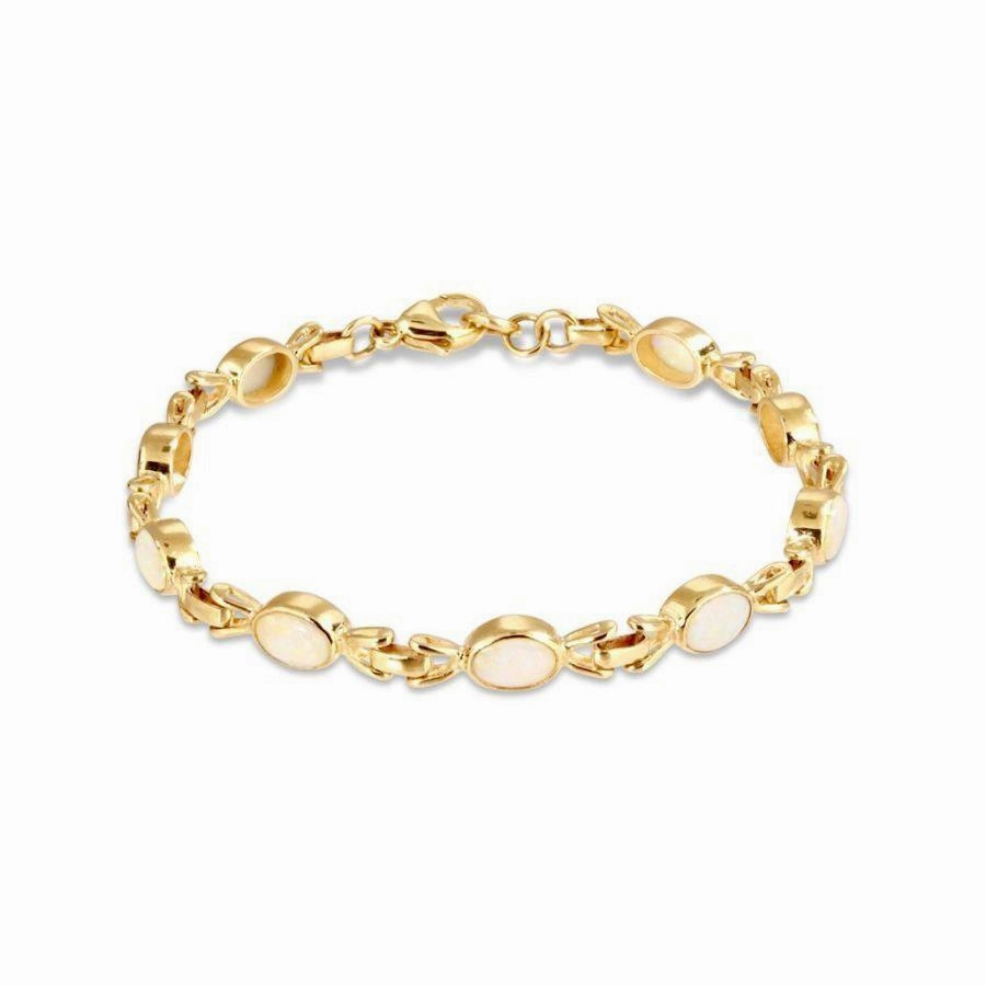 9ct Yellow Gold 9 Ov Opal Alt Links