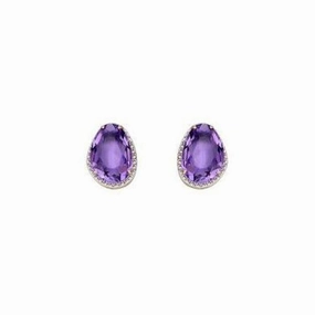 9ct Yellow Gold Am/Dia Irreg Clus Stud