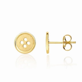 9ct yellow gold coat button stud earrings