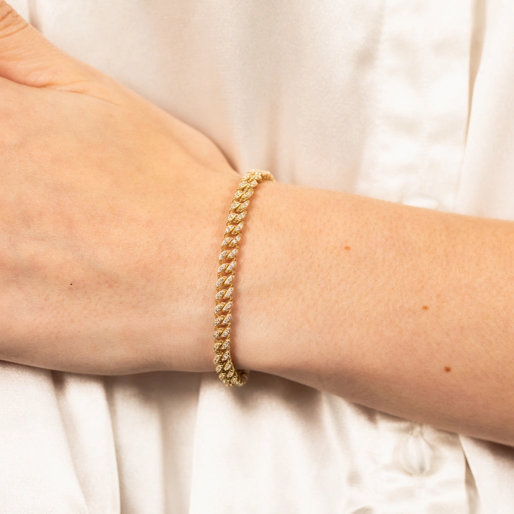 9ct Yellow Gold Cubic Zirconia Chain Bracelet