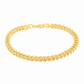9ct Yellow Gold Cubic Zirconia Chain Bracelet