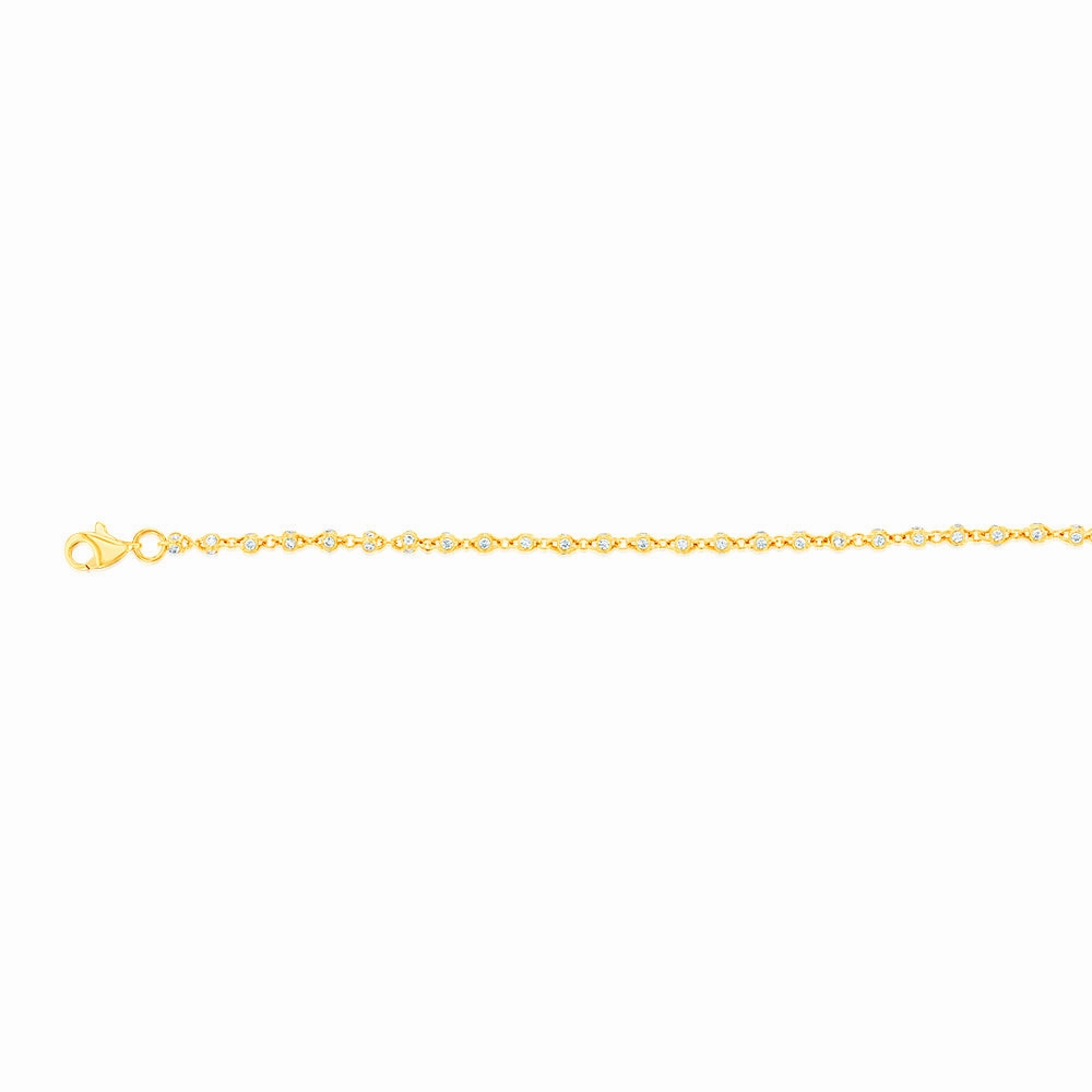 9ct Yellow Gold Cubic Zirconia Fancy 19cm Bracelet