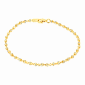 9ct Yellow Gold Cubic Zirconia Fancy 19cm Bracelet