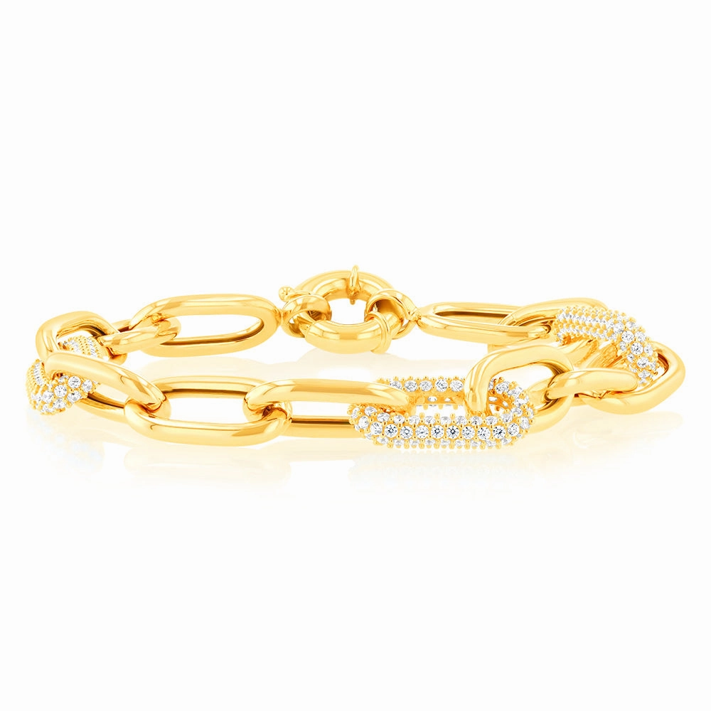 9ct Yellow Gold Cubic Zirconia Fancy Bracelet