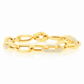 9ct Yellow Gold Cubic Zirconia Fancy Bracelet