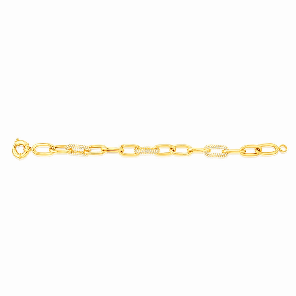 9ct Yellow Gold Cubic Zirconia Fancy Bracelet