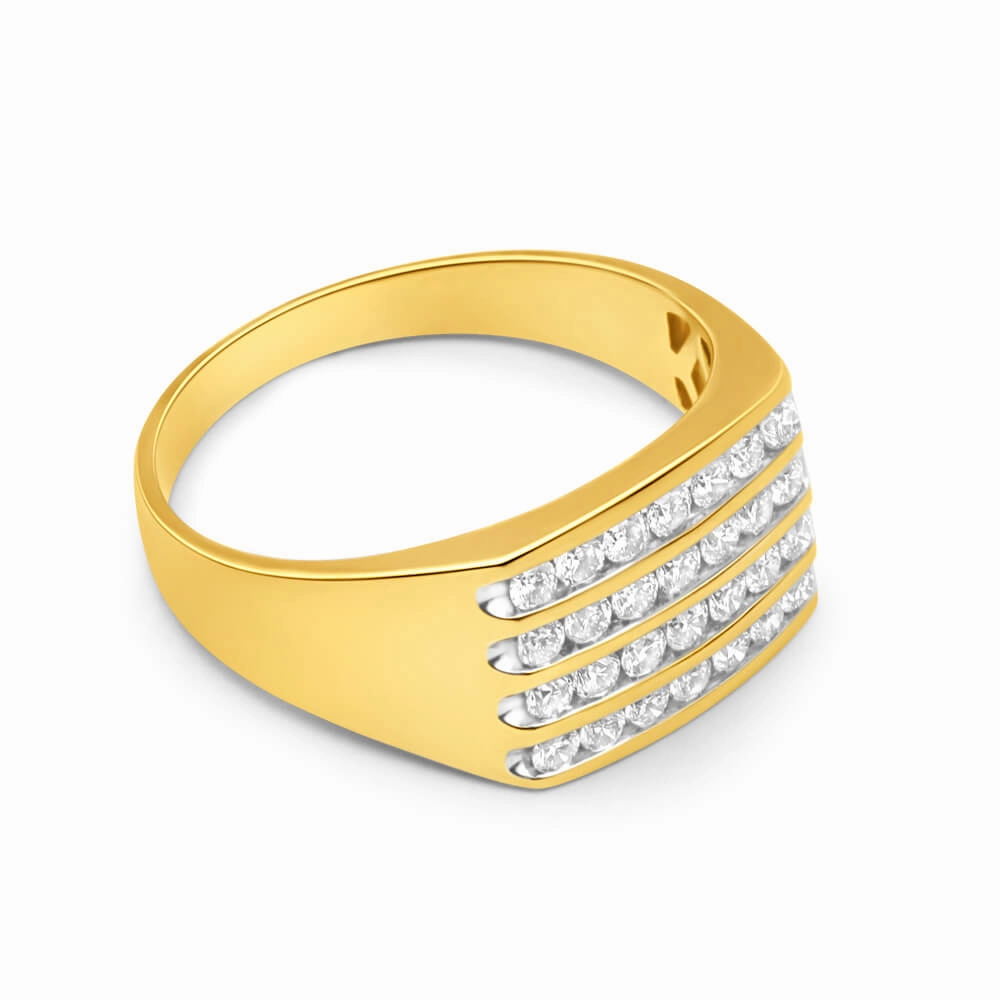 9ct Yellow Gold Diamond Ring Set With 28 Brilliant Cut Diamonds