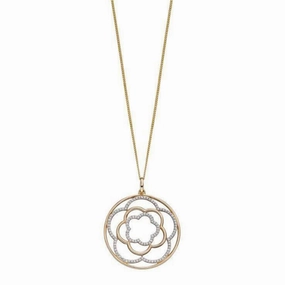 9ct Yellow Gold Diamond Set Flower Cutout Pendant