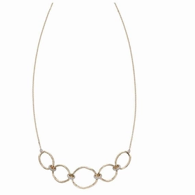 9ct Yellow Gold Diamond Set Hammered Loop Necklet