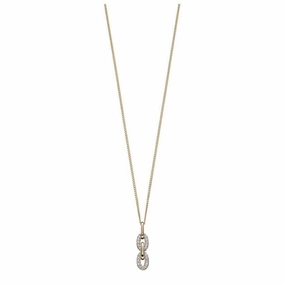 9ct Yellow Gold Diamond Set Interlocking Open Oval Pendant