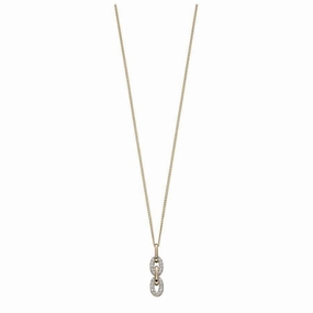 9ct Yellow Gold Diamond Set Interlocking Open Oval Pendant