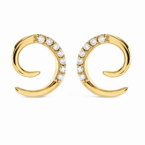 9ct Yellow Gold Diamond Set Swirl Earrings