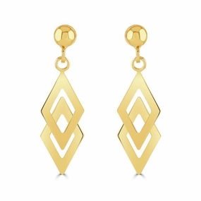 9ct Yellow Gold Double Kite Drop Earrings