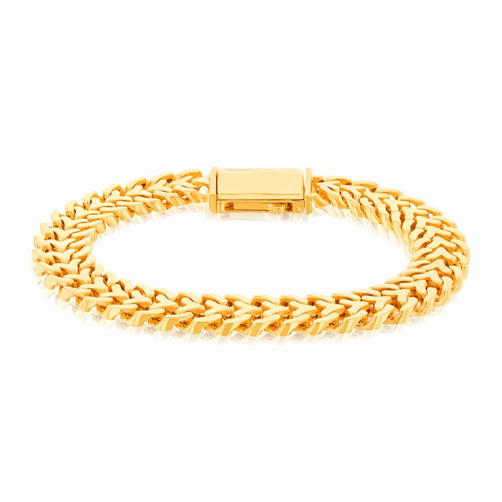9ct Yellow Gold Double Row Curb Link 20cm Bracelet