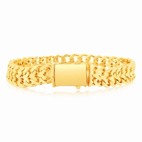 9ct Yellow Gold Double Row Curb Link 20cm Bracelet