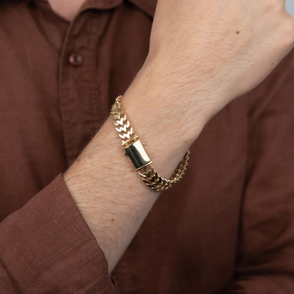 9ct Yellow Gold Double Row Curb Link 20cm Bracelet