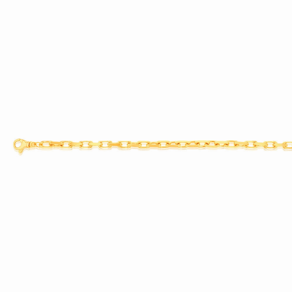 9ct Yellow Gold Elongated Belcher 21cm Bracelet