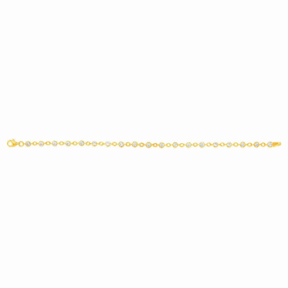 9ct Yellow Gold Fancy Cubic Zirconia 19cm Bracelet