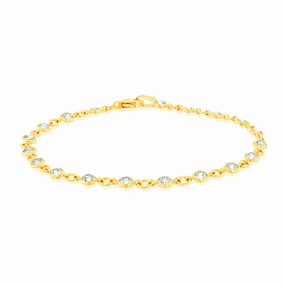 9ct Yellow Gold Fancy Cubic Zirconia 19cm Bracelet