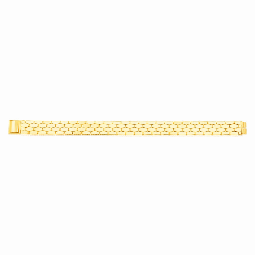 9ct Yellow Gold Fancy Honeycomb 19.7cm Bracelet