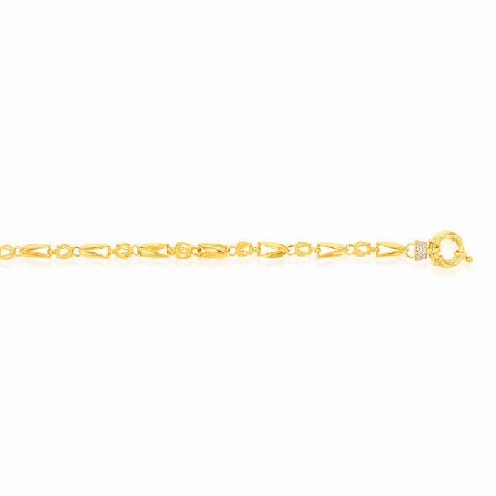 9ct Yellow Gold Fancy Tulip CZ 20cm Boltring Chain "Talulah"