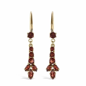 9ct Yellow Gold Garnet Drop Earrings