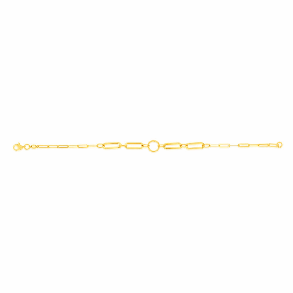 9ct Yellow Gold Graduating Paperclip link 19.1cm Bracelet