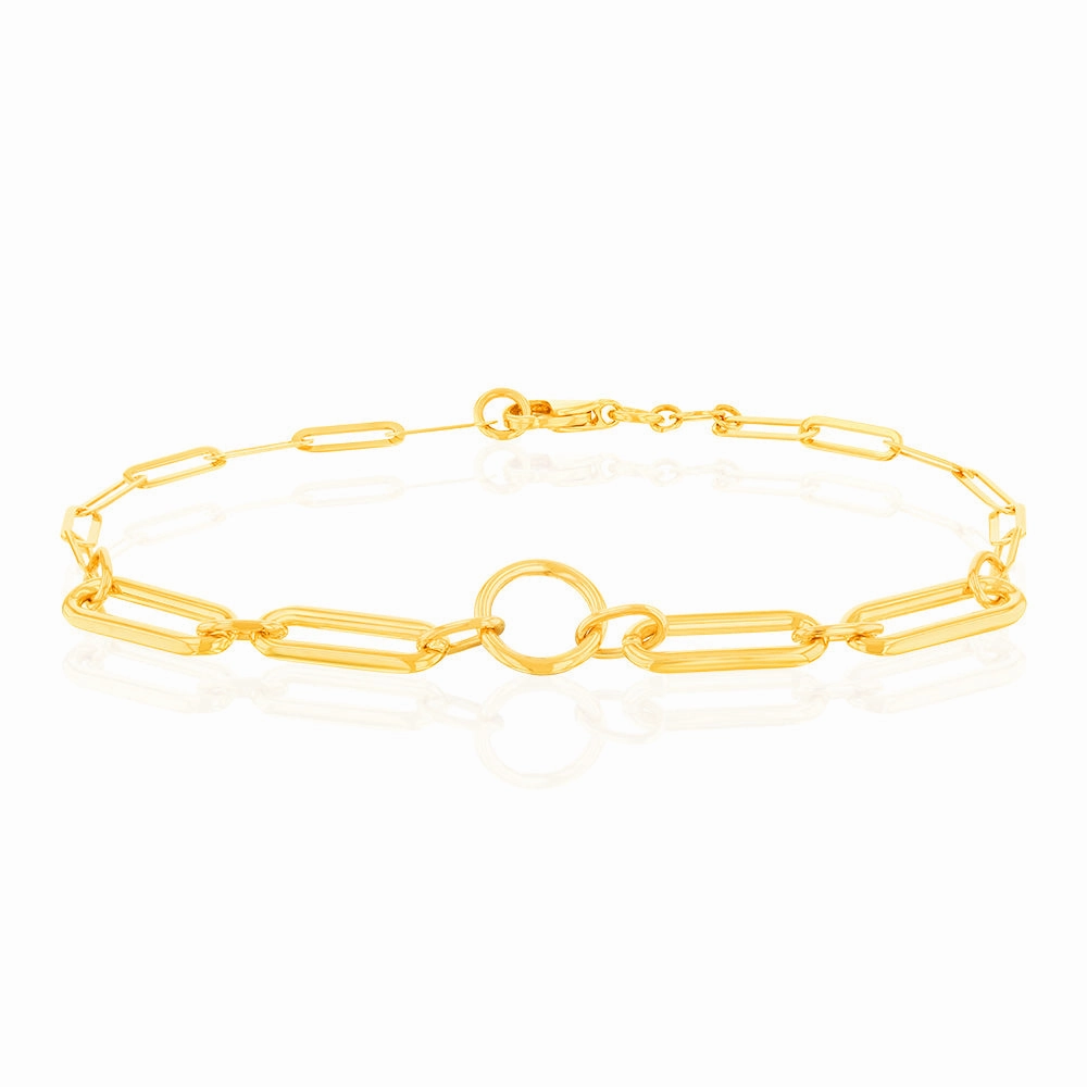 9ct Yellow Gold Graduating Paperclip link 19.1cm Bracelet