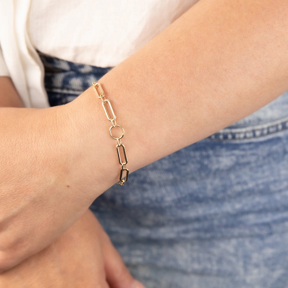 9ct Yellow Gold Graduating Paperclip link 19.1cm Bracelet