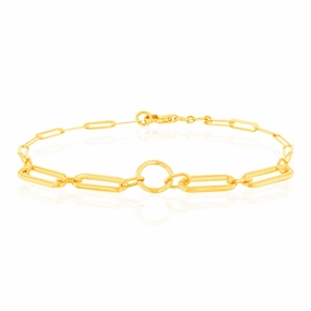 9ct Yellow Gold Graduating Paperclip link 19.1cm Bracelet
