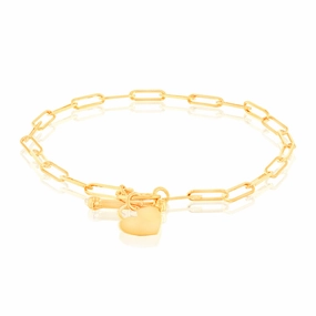 9ct Yellow Gold Paperclip Toggle Bar 19cm Bracelet