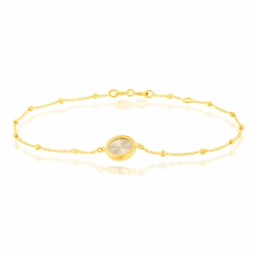 9ct Yellow Gold Rainbow Circle Trace And Ball 19cm Bracelet
