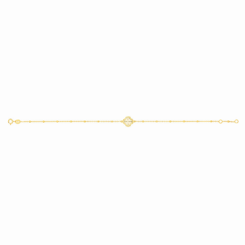 9ct Yellow Gold Rainbow Petal Trace & Ball 19cm Bracelet