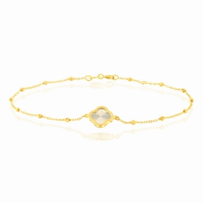 9ct Yellow Gold Rainbow Petal Trace & Ball 19cm Bracelet