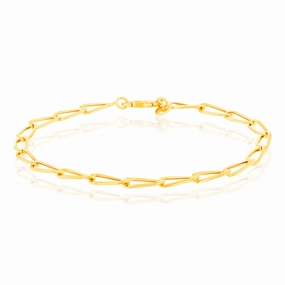 9ct Yellow Gold Round Disc Charm Oval Belcher 19.7cm Bracelet