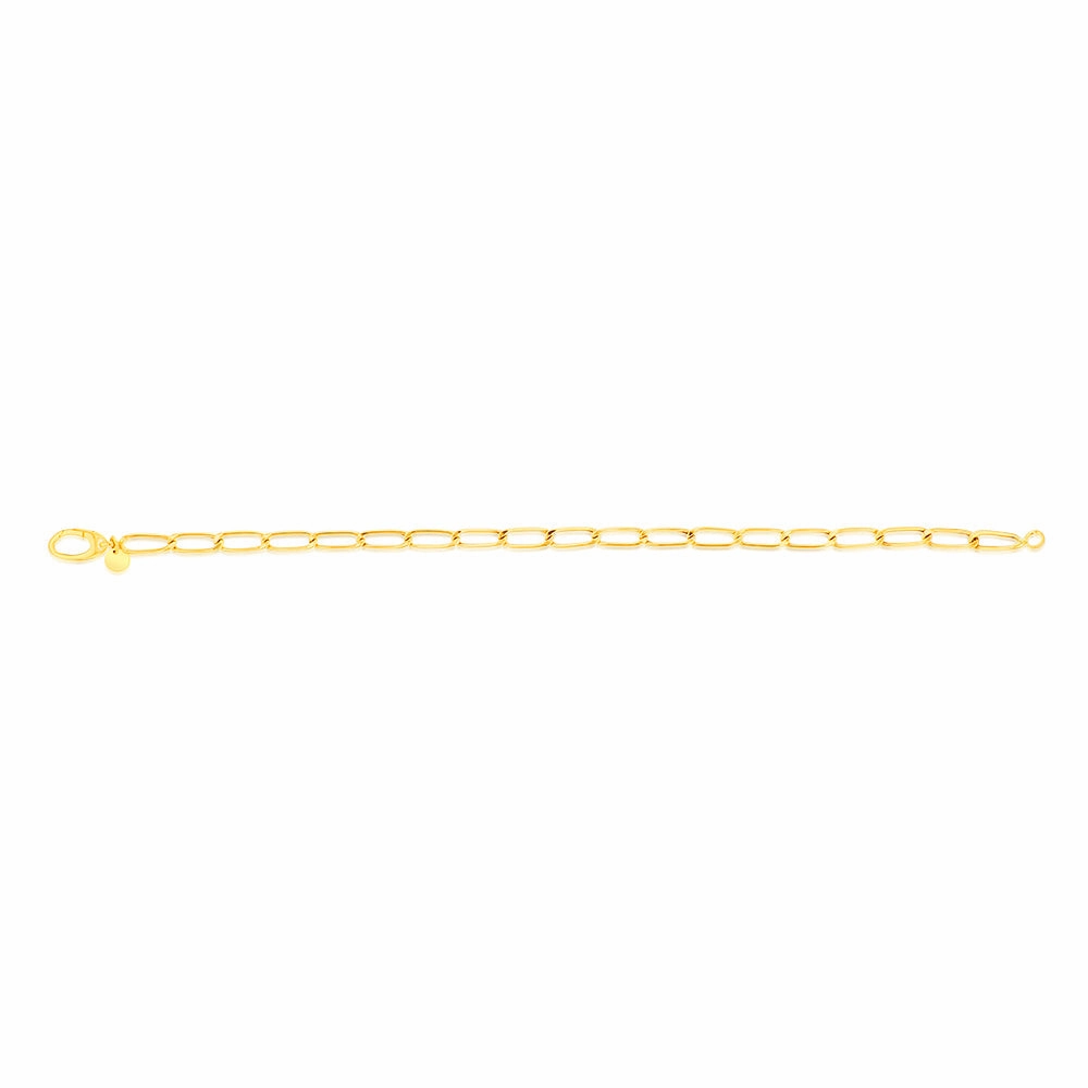 9ct Yellow Gold Round Disc Charm Oval Belcher 19.7cm Bracelet