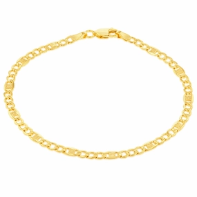 9ct Yellow Gold Silverfilled 1:3 Curb  Anch 80 Gauge 19cm Bracelet