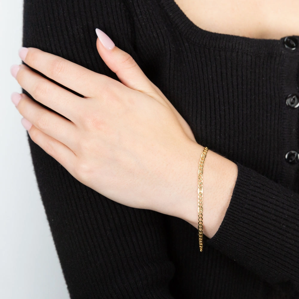 9ct Yellow Gold Silverfilled 1:3 Curb  Anch 80 Gauge 19cm Bracelet