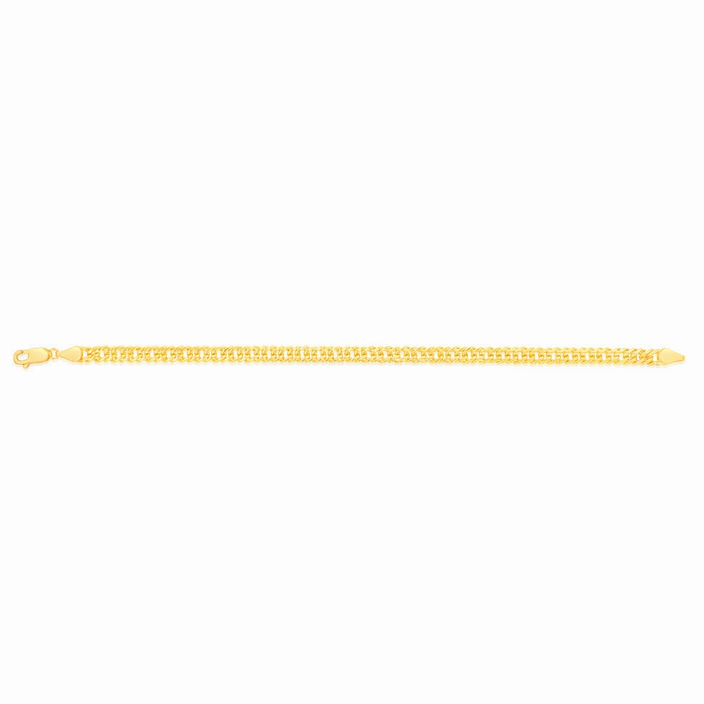 9ct Yellow Gold Silverfilled Double Concave 100 Gauge Curb 19cm Bracelet