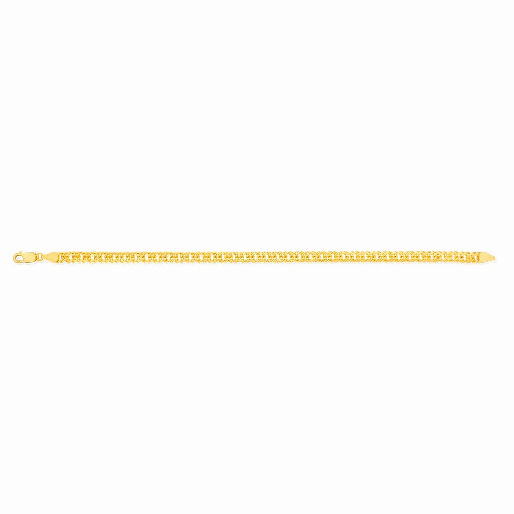 9ct Yellow Gold Silverfilled Double Concave 100Gauge Curb 21cm Bracelet