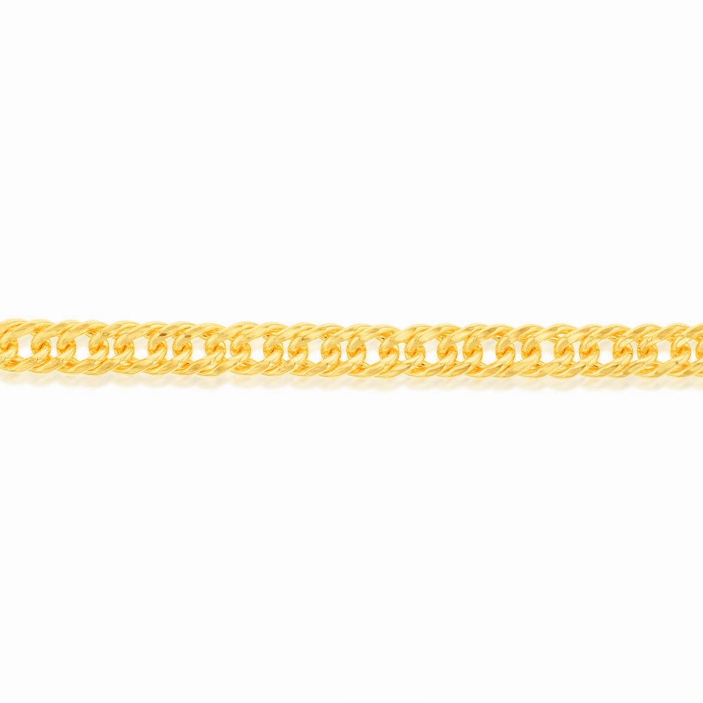 9ct Yellow Gold Silverfilled Double Concave 120 Gauge Curb 19cm Bracelet