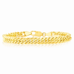 9ct Yellow Gold Silverfilled Double Concave 120 Gauge Curb 19cm Bracelet