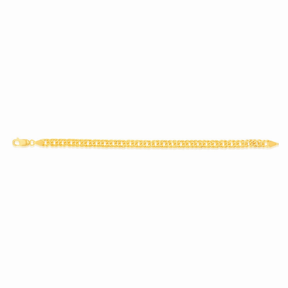 9ct Yellow Gold Silverfilled Double Concave 120 Gauge Curb 19cm Bracelet