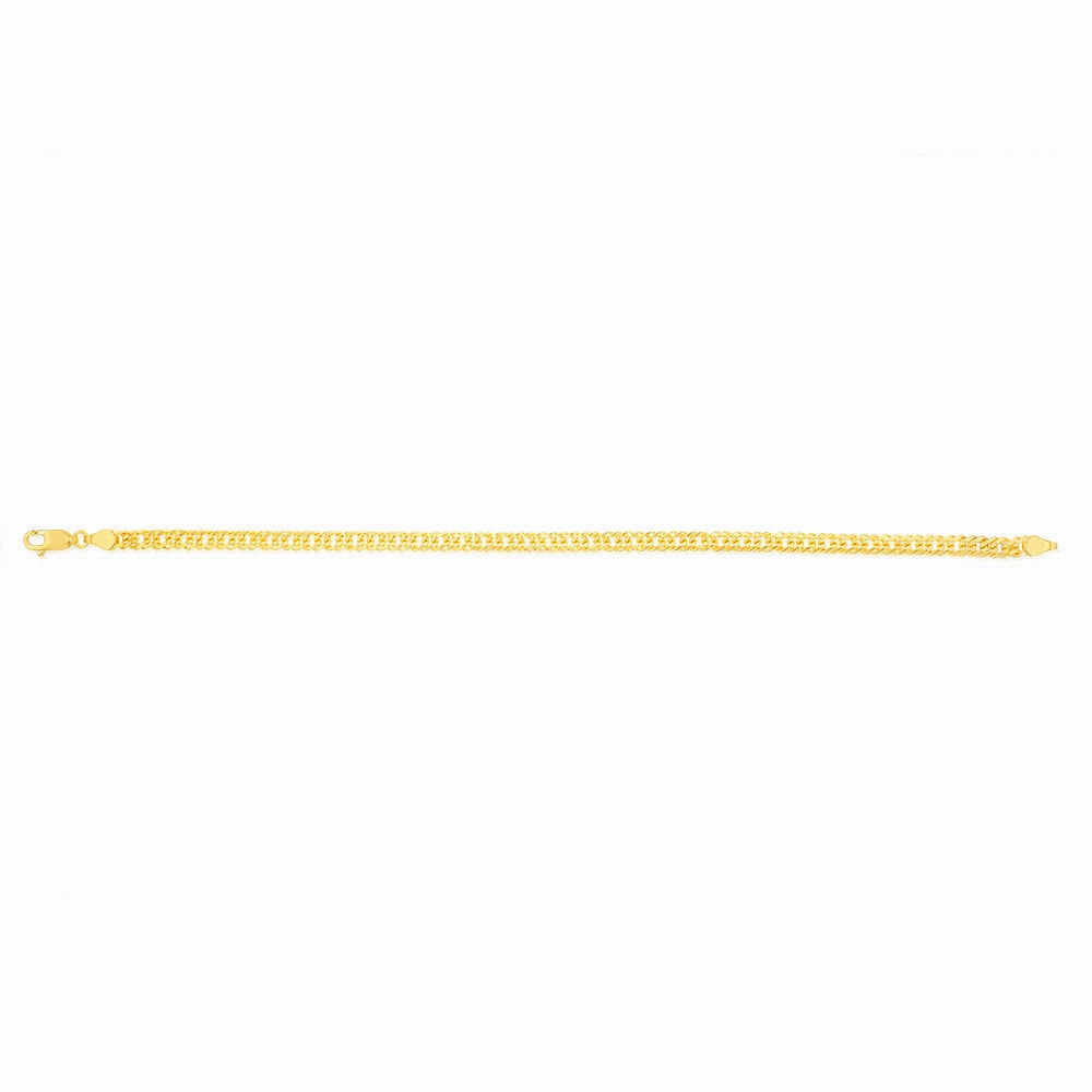 9ct Yellow Gold Silverfilled Double Concave 80 Gauge Curb 19cm Bracelet